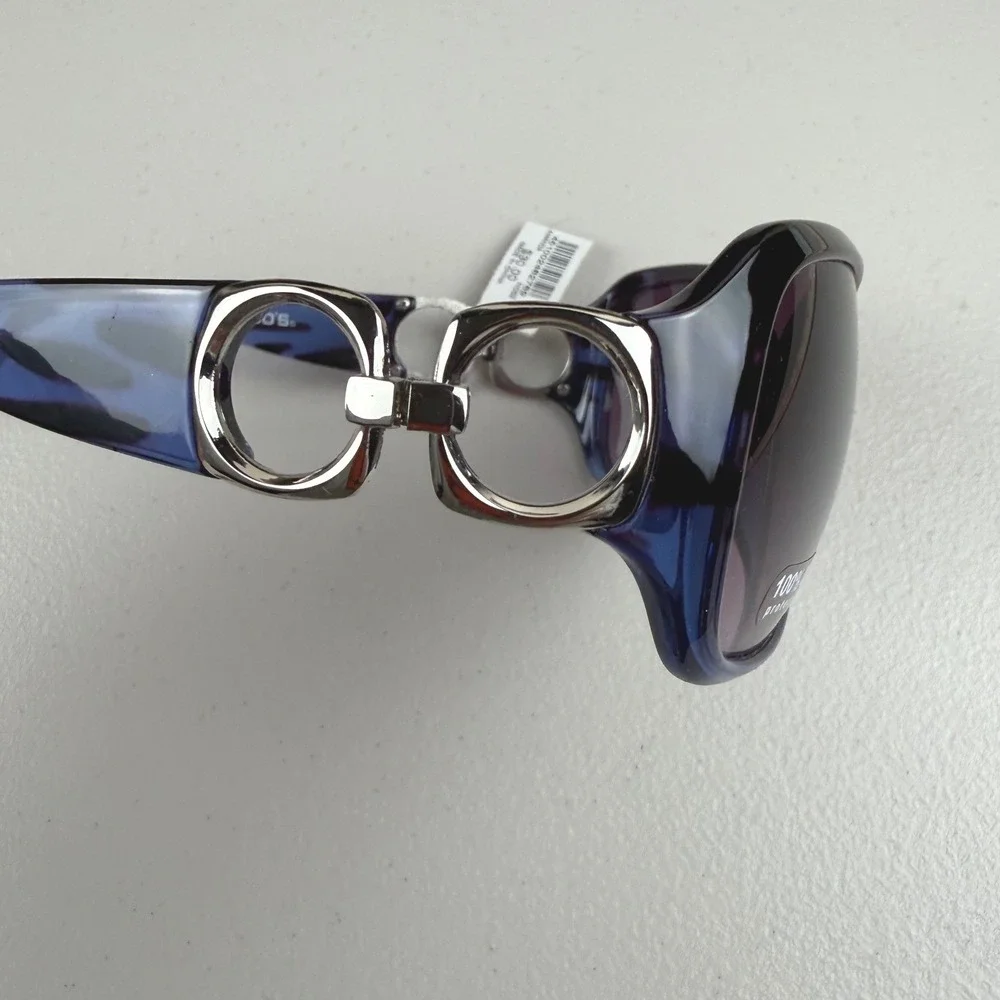 Chicos Amanda Sunglasses Blue Tortoise‎ Oversized UV Protection NWT